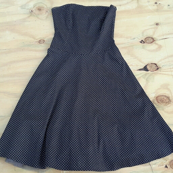 Ruby Rox Black White Polka Dots Strapless Fit Flar - Picture 3 of 12